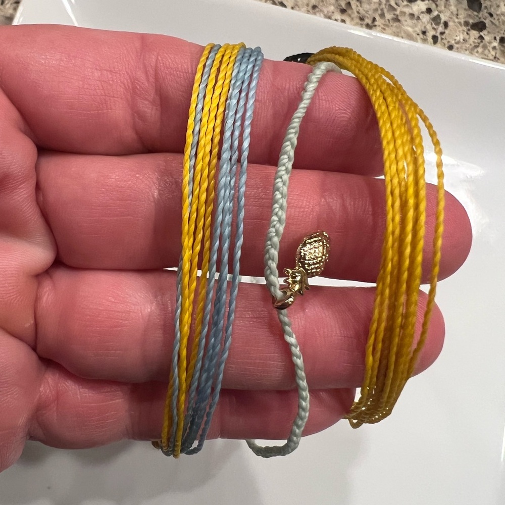 Pura Vida Yellow and Blue Braided Bracelet Set